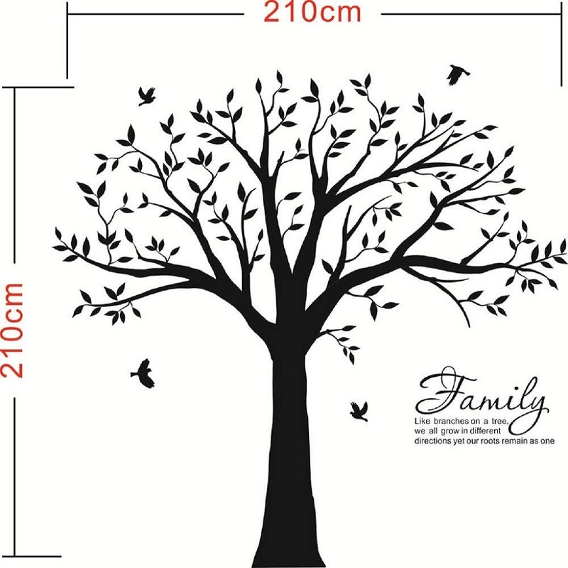 LUCKKYY Grant Family Tree Wall Decal with Family Like Branches on a Tree Wall Decal Sticker Quote Living Room Decor(83" Wide x 83" high) (Black) - Image 5